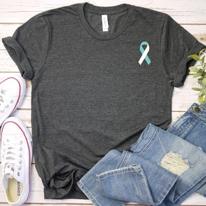 Cervical Cancer Awareness Shirt,Cervical Cancer White Teal Ribbon Shirt,Cervical Cancer Survivor Support Shirt,Cervical Cancer Warrior Shirt
