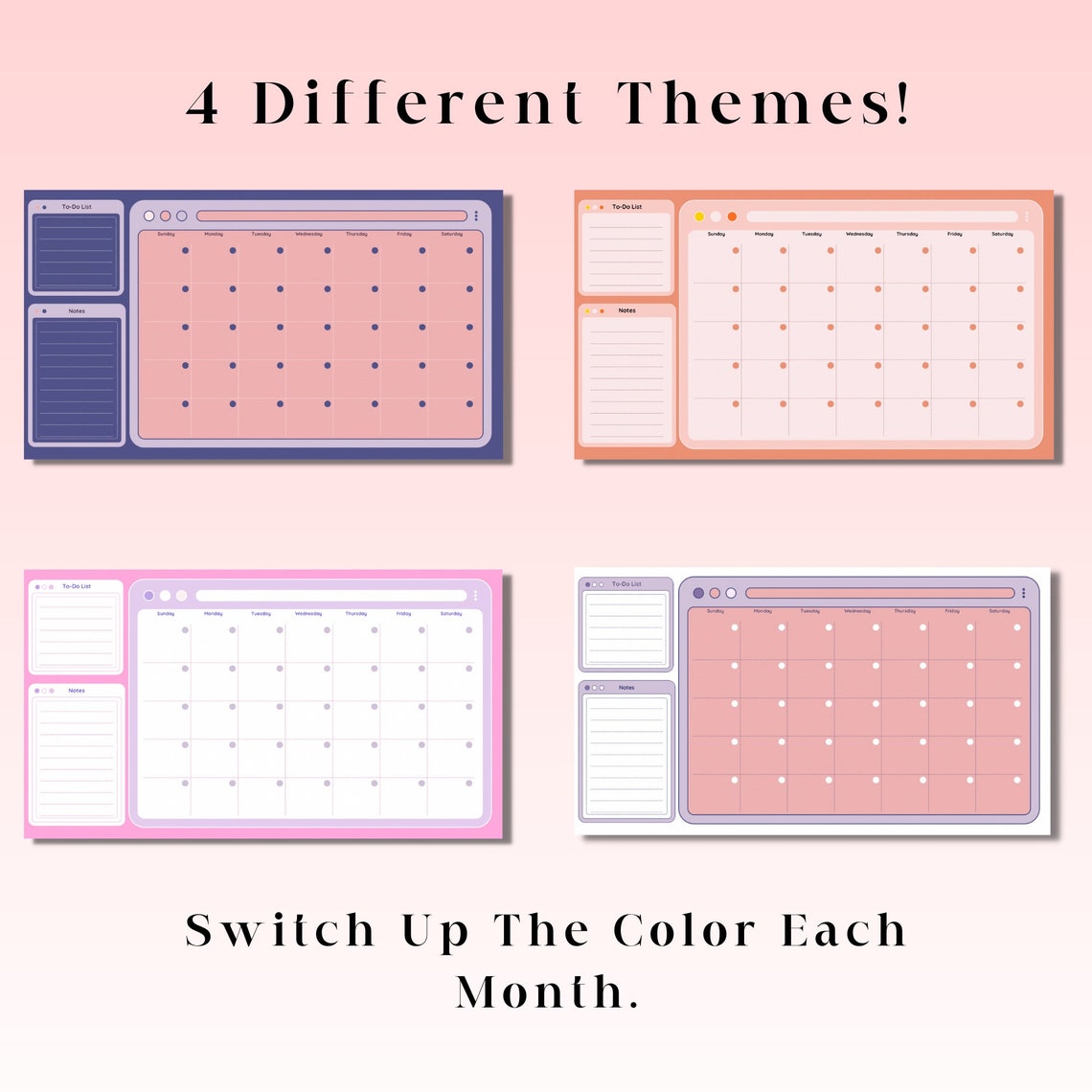 Printable Monthly Planner, Digital Monthly Calendar, Minimal Goodnotes