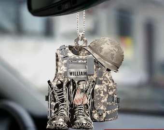 Personalized Military Uniform Ornament, Boots & Hat Ornament, Military Gift, Ornament for Military