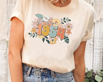 Floral 70th Birthday Shirt, Vintage 1954 Shirt, 70th Woman Birthday Tee, Chapter 70 Shirt, Flowers Birthday Gift