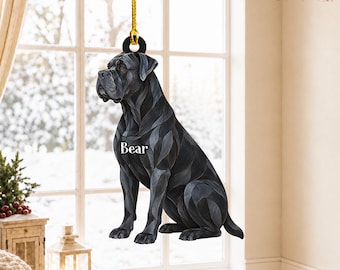 Cane Corso Christmas Ornament, Custom Faux Stained Glass Acrylic Dog Ornament, Christmas Tree Decor, Personalized Dog Lover Gift, Corso Dad