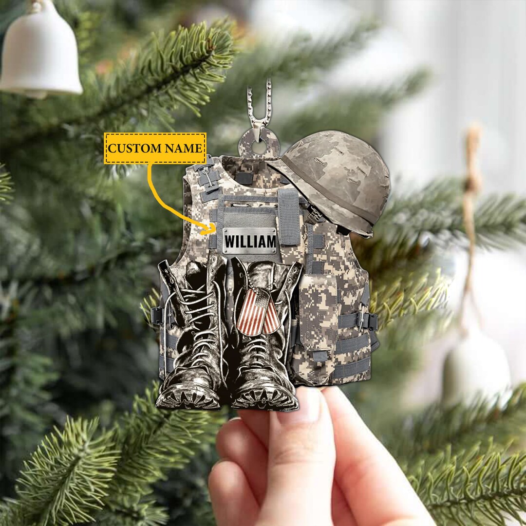 Military Uniform Boots & Hat Personalized Flat Acrylic Ornament, Custom