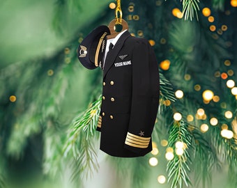 Personalisierte Piloten flach Ornament, Pilotengeschenk, Pilotenweste Piloten Outfit Ornament Weihnachtsgeschenk für Piloten Piloten Weihnachtsgeschenk