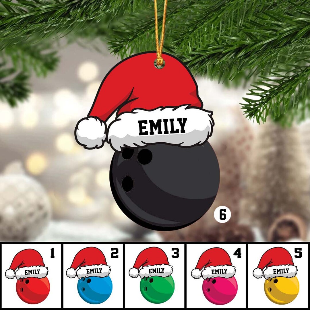 Bowling Ball Christmas Ornament, Bowling Personalized 2D Ornament, Gift