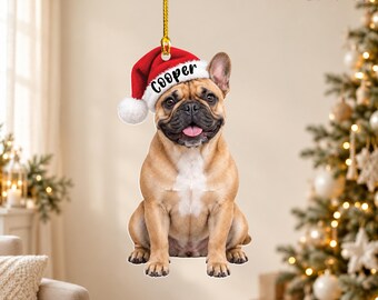 French Bulldog Christmas Hanging Ornament, Custom Dog Christmas Ornaments, Personalized Frenchie Gift, Christmas Tree Decor, Dog Lover Gift