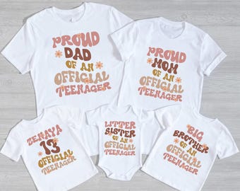 13th Birthday Family Shirts, Official Teenager Shirt, Birthday Girl Shirt, Custom Family Matching Shirt, 13th Birthday Gift
