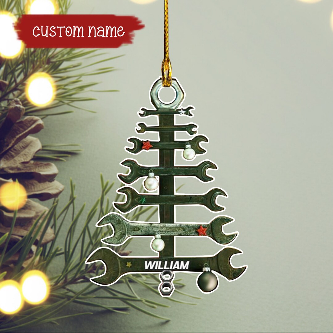 Personalized Wrench Tree Ornament , Mechanic Ornament, Repair Mechanic