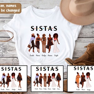 Sistas shirt zwarte vrouw, gepersonaliseerd zwart meisjesshirt, bijpassende shirts bestie, custom reisshirt meisjes, verjaardagscadeau
