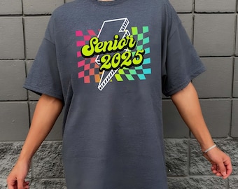 Checkered 90s Senior 2025 Shirt, Retro Senior Shirt, Senior Graduation Shirt, Class of 2025 Tee, Graduation Gift