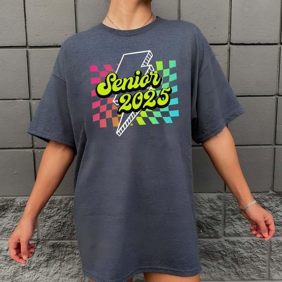 Checkered 90s Senior 2025 Shirt, Retro Senior Shirt, Senior Graduation Shirt, Class of 2025 Tee, Graduation Gift