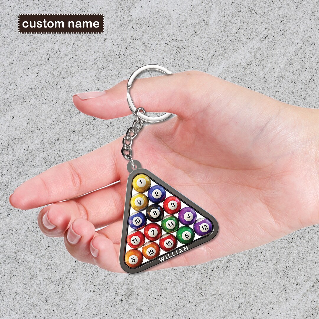 Billiard 2D Acrylic Keychain, Pool Table Custom Keychain, Billiard ...
