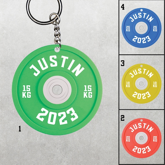 Weight Plate Personalized Keychain, Bumper Plate Keychain, Gift for Lifter,  Bodybuilder, Workout Gym Lover Gift, Weightlifting Keychain