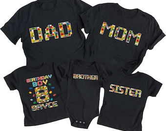 Building Blocks Birthday Shirt, Toddler Birthday Shirt, Birthday Family Matching, Building Block Lover Gift, Birthday Gift