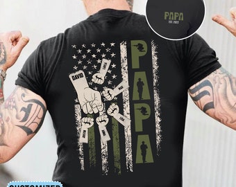 Camiseta personalizada para abuelo veterano, camiseta personalizada con la bandera estadounidense para papá, camiseta para nietos, regalo para el abuelo, regalo para el Día del Padre