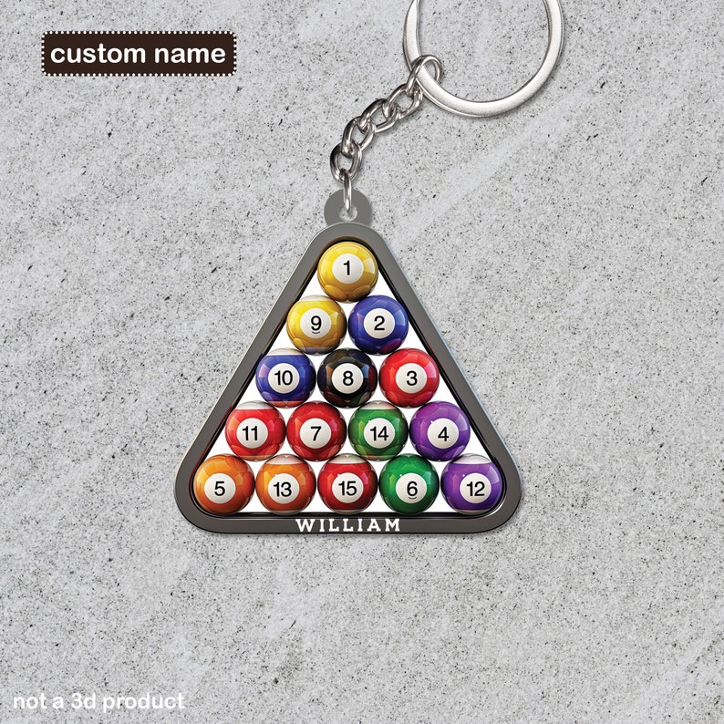 Billiard 2D Acrylic Keychain, Pool Table Custom Keychain, Billiard ...