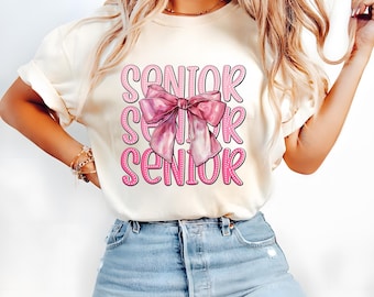 Coquette Bows Senior Shirt, Class Of 2025 Shirt, 2025 Graduate Tee, Retro Senior Shirt, Graduation Gift