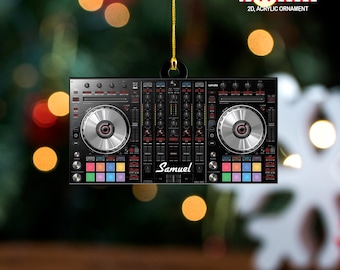 Adorno navideño de mezclador de DJ, adorno de máquina de DJ 2D, regalo para amantes de los DJ, regalo de Navidad
