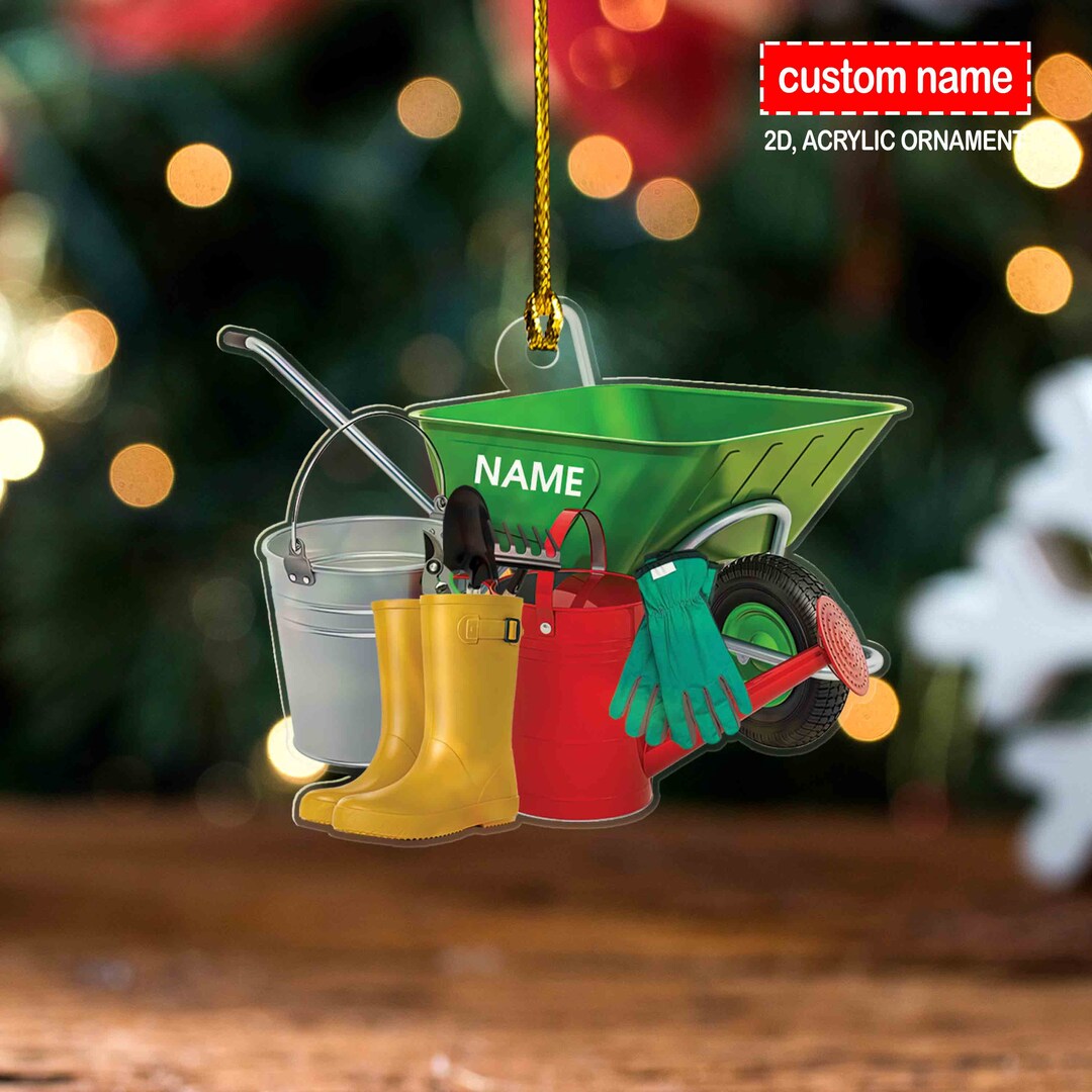 Gardener Tools Ornament, Custom Gardening Ornament, 2D Acrylic Ornament