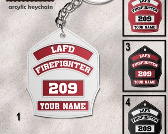 Firefighter Helmet Shield Custom Acrylic Keychain, Fireman Keychain, Personalized Firefighter Keychain, Gift For Firefighter