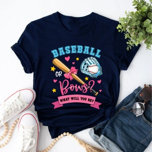 Baseball Or Bows Gender Reveal Shirt, Funny Gender Reveal Shirt, Baby Shower Shirts, Baby Announcement Shirt, Pregnancy Shirt, Baby Reveal