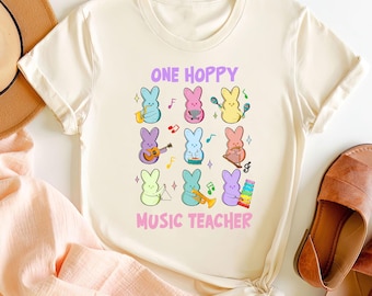 Music Teacher Easter Peeps Shirt, Music Teacher Gift, Teacher Bunny Shirt, Back To School, Hoppy Teacher Tee