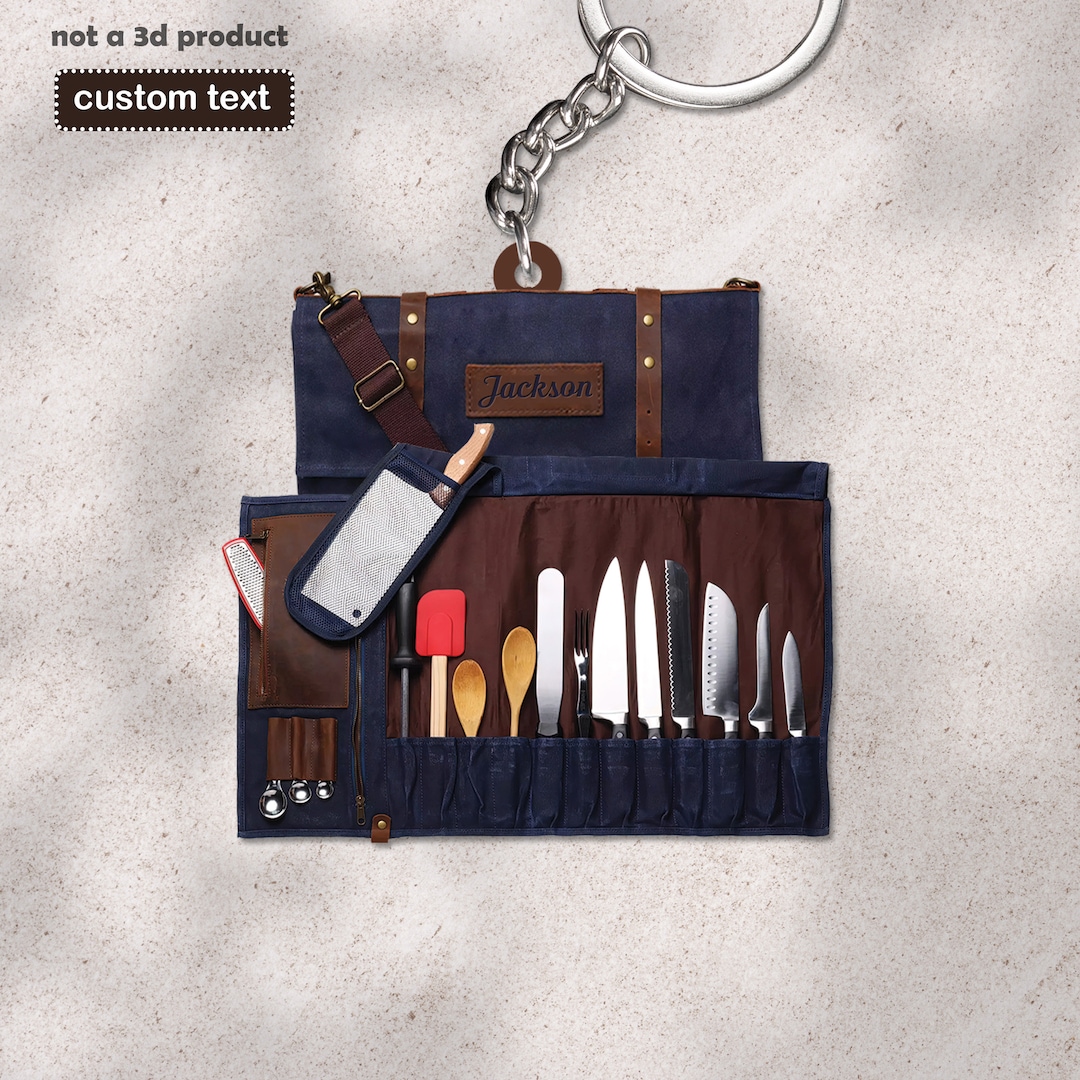 Chef Tool Bag Personalized Keychain, Chef's Knives Keychain, Gift for ...