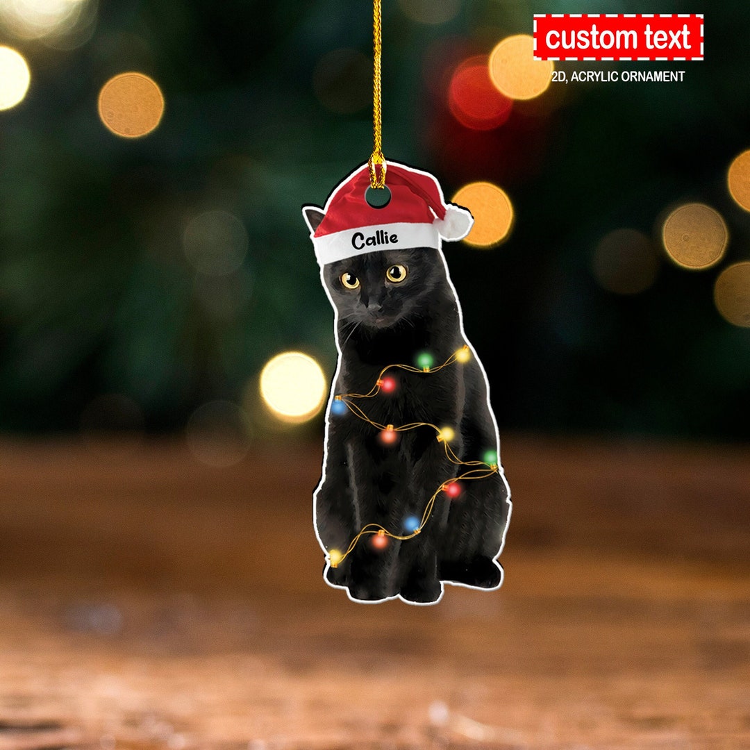 Black Cat Christmas Ornament, Black Cat 2D Flat Ornament, Black Cat Mom Gift Etsy