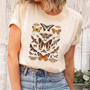 Vintage Butterflies Shirt, Asthetic Butterfly T-shirt, Butterfly Print Shirt, Papillion Tee, Cottagecore Woman Tee, Butterfly Lover Gift