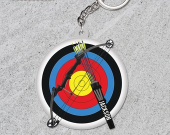 Porte-clés personnalisé tir à l'arc, porte-clés acrylique 2D tir à l'arc, cadeau pour amateur de tir à l'arc, porte-clés outils de tir à l'arc