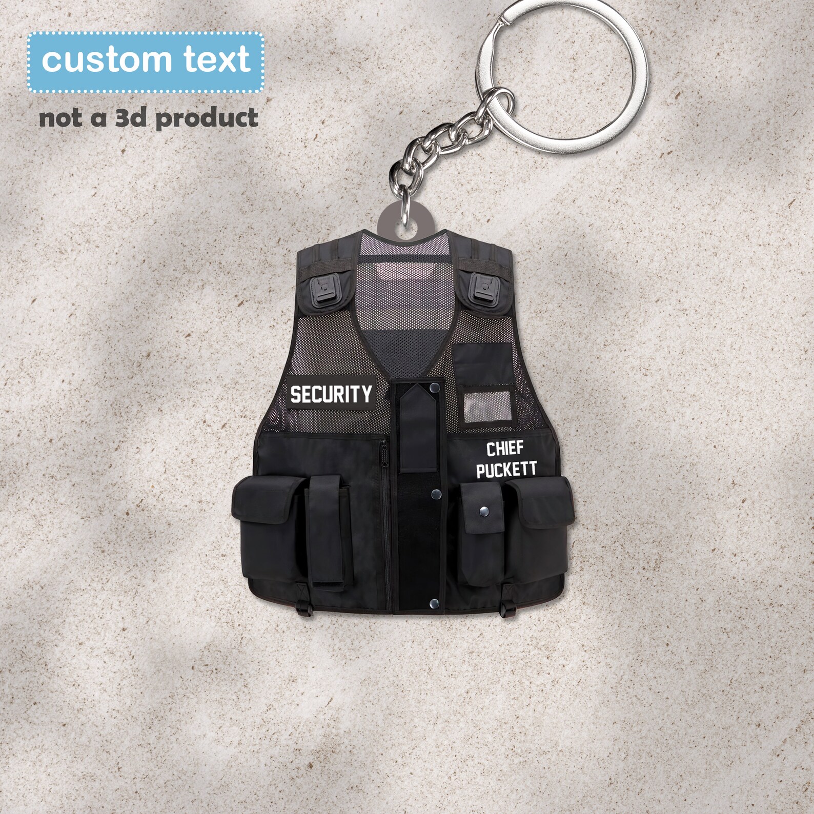 Security Jacket 2D Keychain, Custom Security Guard Flat Keychain ...