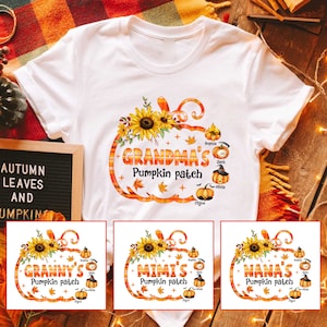 Personalized Grandma Shirt, Fall Pumpkin Shirt For Nana, Custom Nickname Nana Mimi Shirt for Autumn, Grandma shirt with Grandkids Names
