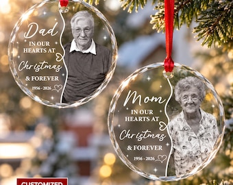 Custom Photo Glass Ornament, Ceramic Ornament Christmas Memorial Ornament Gift, Remembrance Decoration, Family Photo Keepsake Gift