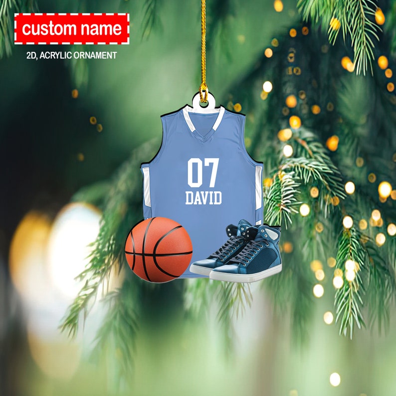 Custom Basketball Acrylic Ornament, Basketball Christmas 2D Ornament ...