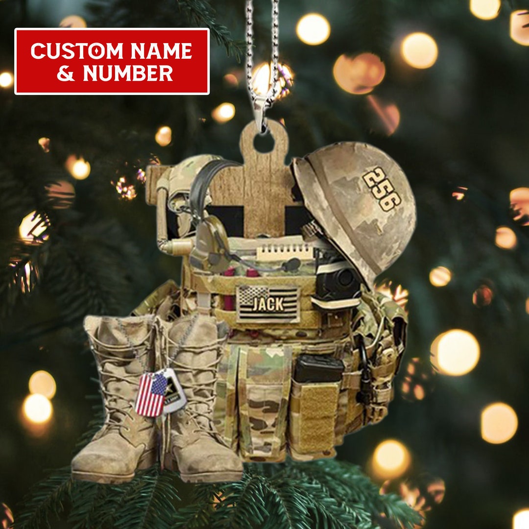 Military Uniform Ornament, Bulletproof Vest Boots Helmet Ornament Gift