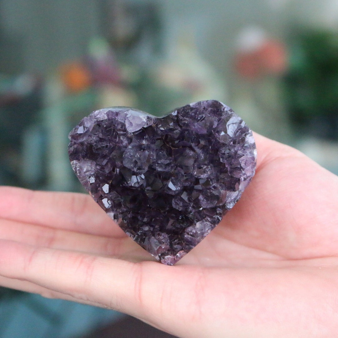 Natural Heart Amethyst Quartz Crystal Cluster – Healing Gemstone, 20-60g