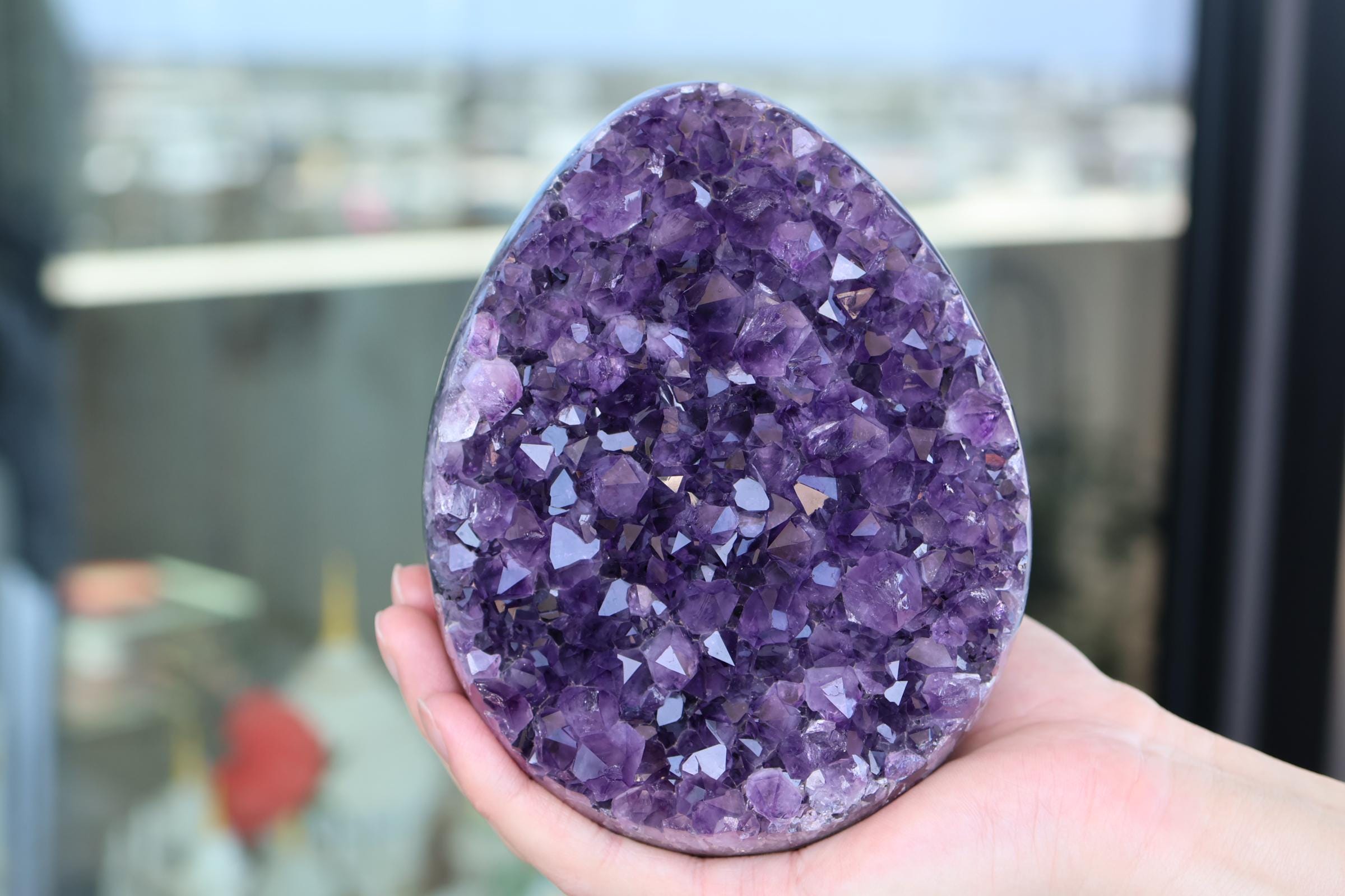 天然パープルアメジストジオード - 大きな原石クリスタル（ホーム