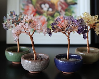 Gemstone Crystal Tree Decor Handmade Crystal Tree Home Decor Feng Shui Money Tree Gift