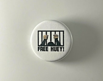 Free Huey Huey P. Newton Black Panther Party 1.25" Button F002B125 Pin Badge