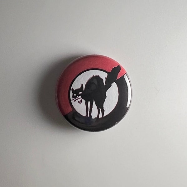 Sabo Cat Anarchist Black Cat IWW 1" Button S046B Badge Pin