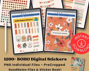 1200+ Boho Digital Stickers for Women