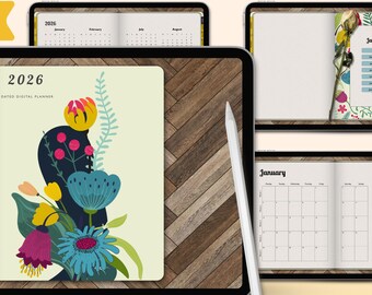 2026 Dated Digital Planner for Women | Landscape PDF | Monthly Weekly Daily | Budget + Habit Trackers | iPad GoodNotes