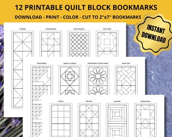Printable Quilt Block Coloring Bookmarks