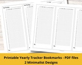 Printable Year-at-a-glance Habit Tracker Bookmark | 2 Minimalist Designs | Reading Log | Goal Tracking | 365 days tracked on a bookmark