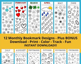 Printable Monthly Coloring Bookmark Tracker
