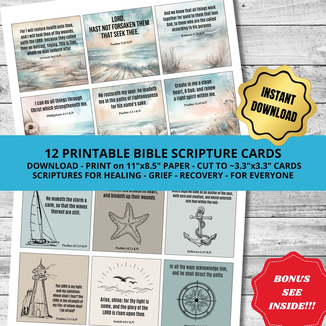 Printable KJV Bible Scripture Cards for Healing Grief Recovery ...