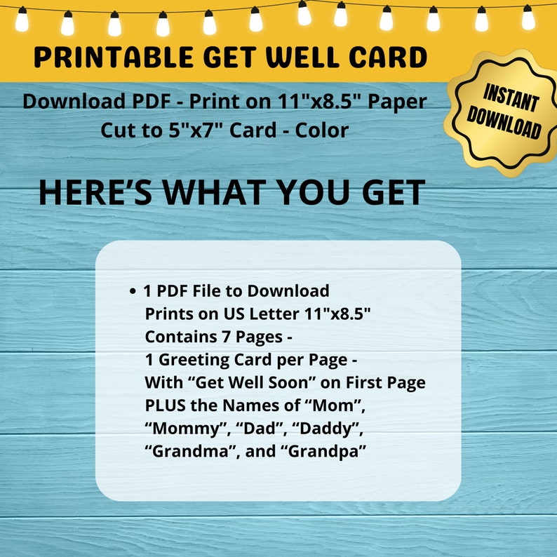 Printable Get Well Cards for Kids to Color With Teddy Bear Hearts 11x8 ...