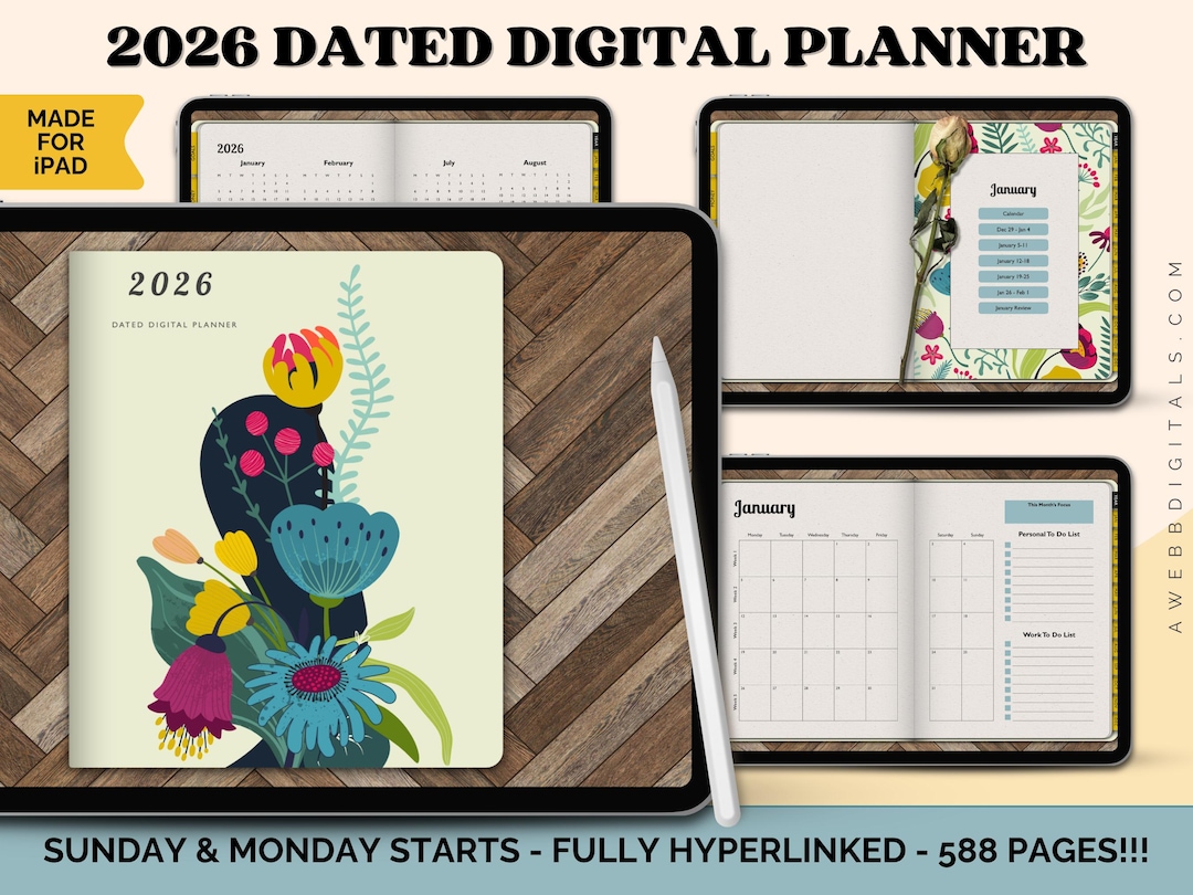 2026 Dated Digital Planner for Women | Landscape PDF | Monthly Weekly ...