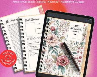 Floral Reading Journal for Women | Digital PDF plus Bonuses