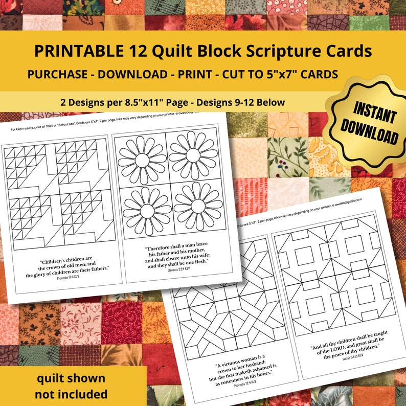 Scripture Blocks Printable Quilt Block Coloring Pages and Scripture Cards 5