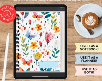 Butterfly Floral Digital Notebook and Planner for Women